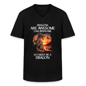 Créatures mythiques Dragon Cadeau Hommes Dragon pour A - T-shirt col V Homme - noir - Devant - AI Model Male 178 dark (178cm)