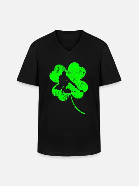 Curling trèfle de la Saint-Patrick - T-shirt col V Homme - noir