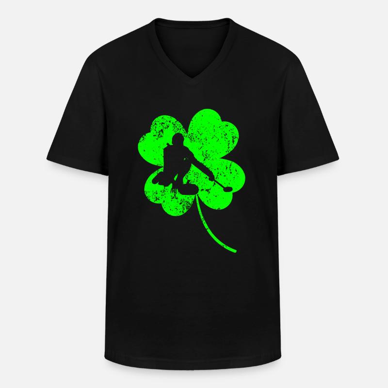 Curling St. Patrick's Day Kleeblatt - Männer-T-Shirt mit V-Ausschnitt - Schwarz