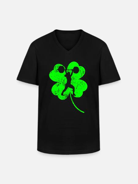 Haltérophilie Trèfle de la Saint-Patrick - T-shirt col V Homme - noir