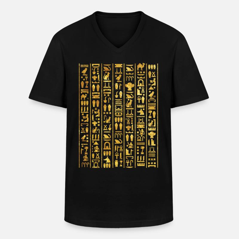 Egyptian Hieroglyphics For Archeologist - Männer-T-Shirt mit V-Ausschnitt - Schwarz