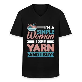 Handarbeit Stricken lustiger Strick Spruch - Männer-T-Shirt mit V-Ausschnitt - Schwarz - Vorne - AI Model Male 178 dark (178cm)