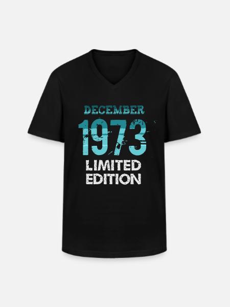 December 1973 Limited Edition - Men's V-Neck T-Shirt - black