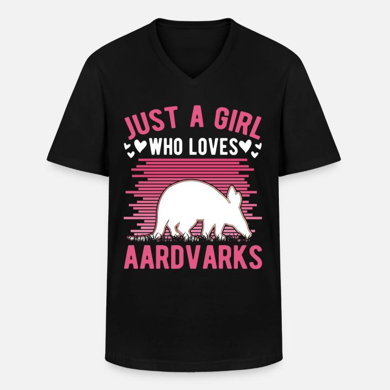 Erdferkel Mädchen Aardvark - Männer-T-Shirt mit V-Ausschnitt - Schwarz