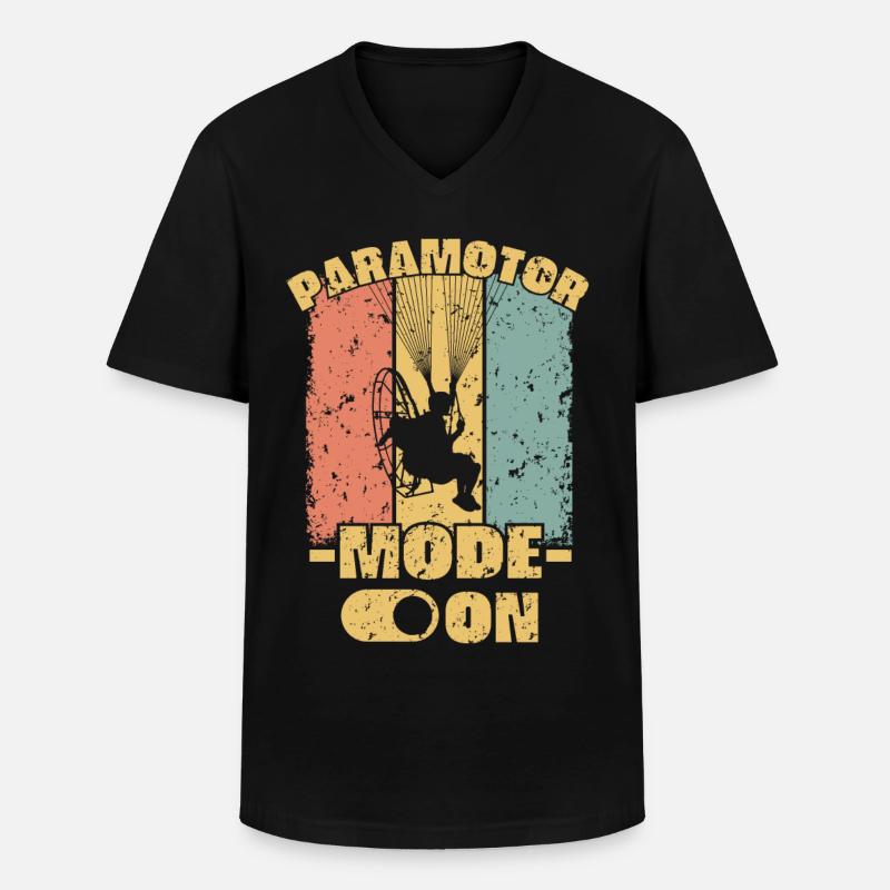 Paramotoring Mode on retro - Men's V-Neck T-Shirt - black