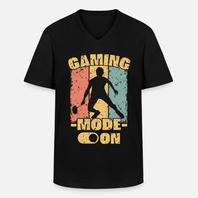 Badminton retro - Männer-T-Shirt mit V-Ausschnitt - Schwarz