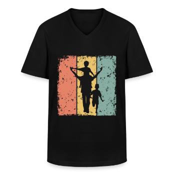 Vatertag vater von zwei Söhnen - Männer-T-Shirt mit V-Ausschnitt - Schwarz - Vorne - AI Model Male 178 dark (178cm)