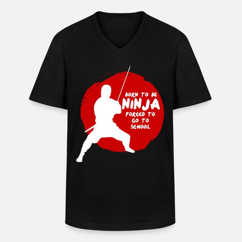 Ninja Schulkind Schule Ninjas - Männer-T-Shirt mit V-Ausschnitt - Schwarz