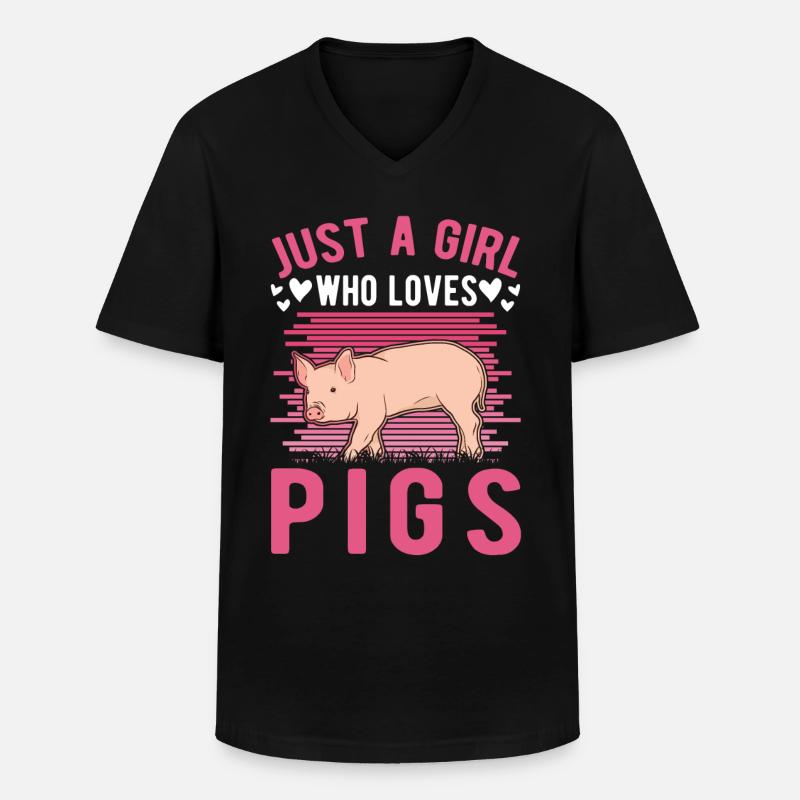 Schweine Mädchen Schweinebauer - Männer-T-Shirt mit V-Ausschnitt - Schwarz