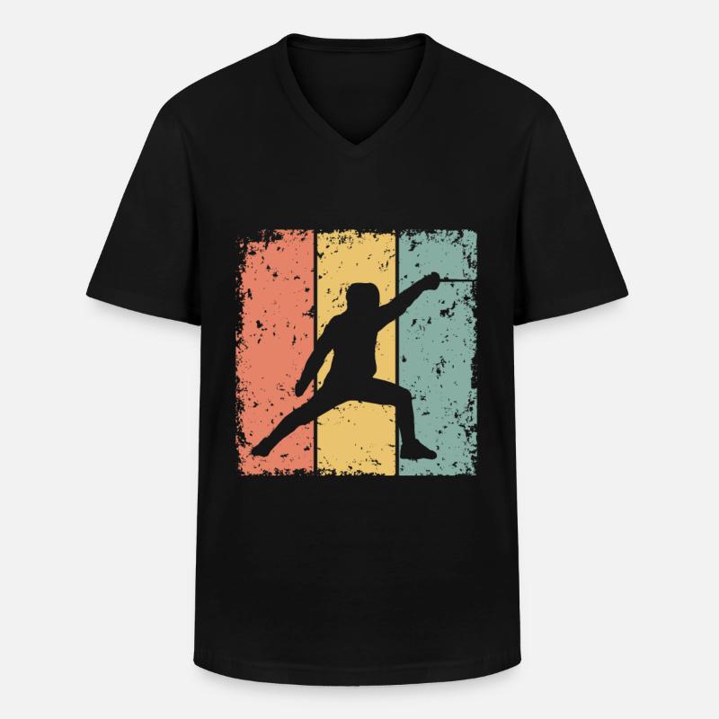 Fechten retro - Männer-T-Shirt mit V-Ausschnitt - Schwarz