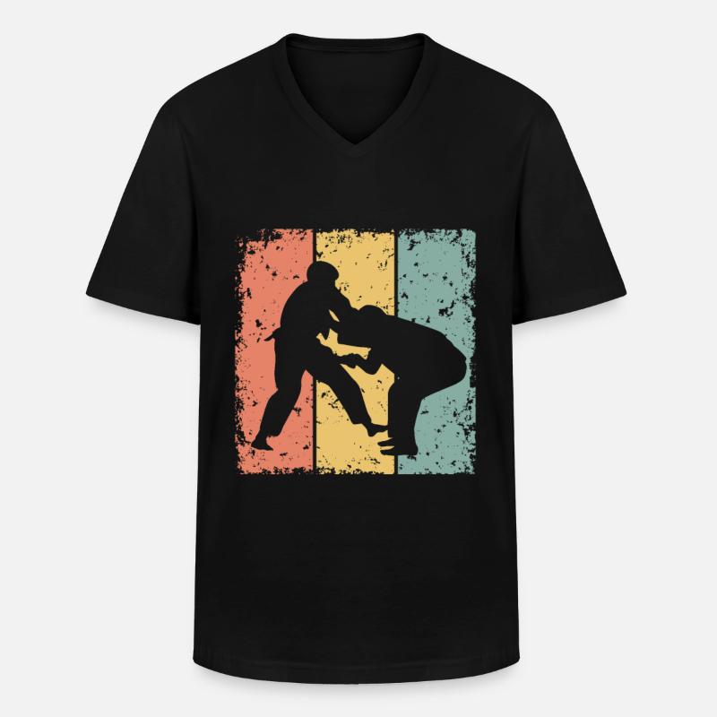 Judo Retro - Männer-T-Shirt mit V-Ausschnitt - Schwarz
