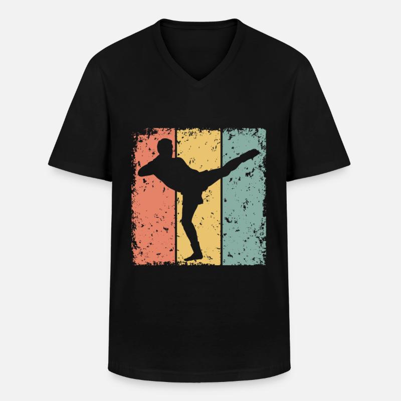 Kickboxen retro - Männer-T-Shirt mit V-Ausschnitt - Schwarz