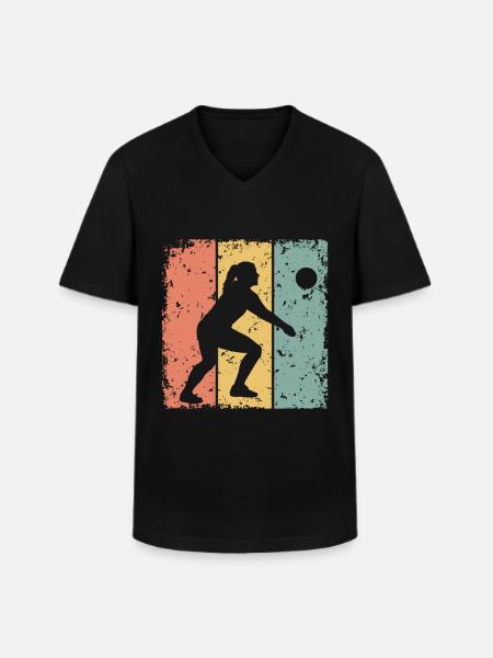Women Volleyball retro - Men's V-Neck T-Shirt - black