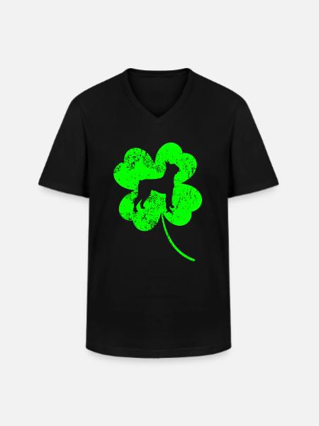 Boston-terrier St.Patrick’s day Shamrock - T-shirt col V Homme - noir