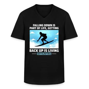Skysurfing Skydiving Extreme Sport Skydiver Funny - Men's V-Neck T-Shirt - black - Front - AI Model Male 178 dark (178cm)