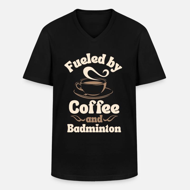 Kaffee-Badminton-Liebhaber - Männer-T-Shirt mit V-Ausschnitt - Schwarz