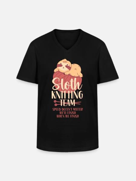 Knitting Knitter Sloth Sloth - Men's V-Neck T-Shirt - black