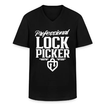 Professioneller Schlossknacker Lock Picker Knacken - Männer-T-Shirt mit V-Ausschnitt - Schwarz - Vorne - AI Model Male 178 dark (178cm)