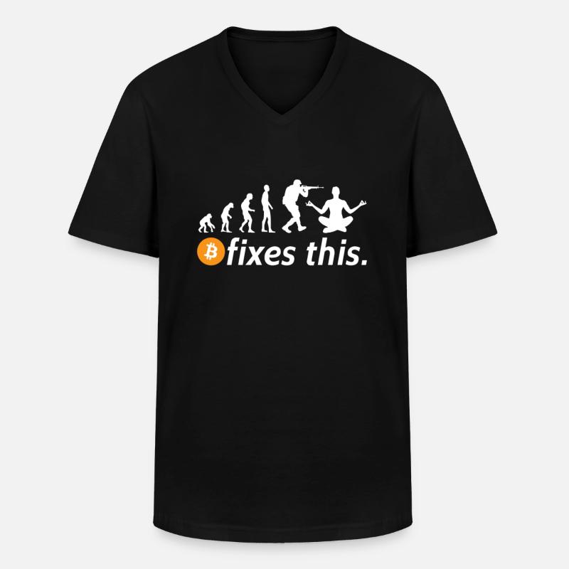 Bitcoin fixes this - Männer-T-Shirt mit V-Ausschnitt - Schwarz