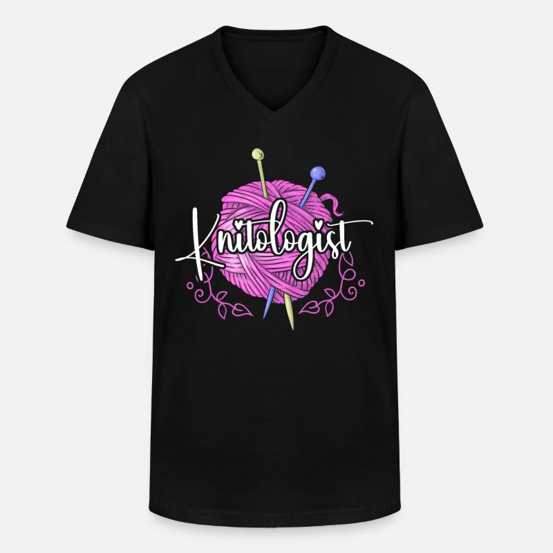 Knitting Knitter Knitologist - Männer-T-Shirt mit V-Ausschnitt - Schwarz