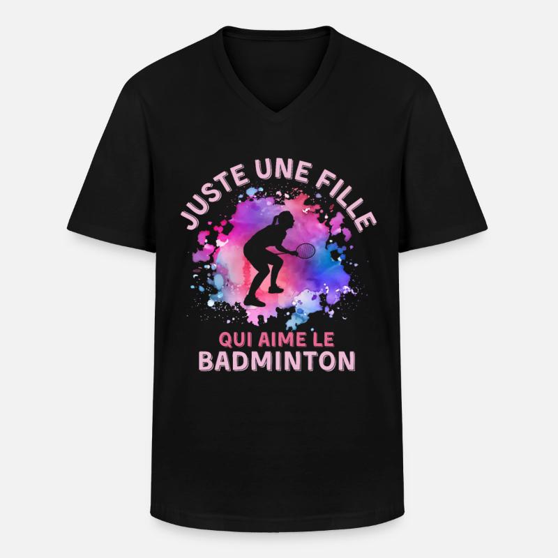 Frauen Badminton Mädchen - Männer-T-Shirt mit V-Ausschnitt - Schwarz