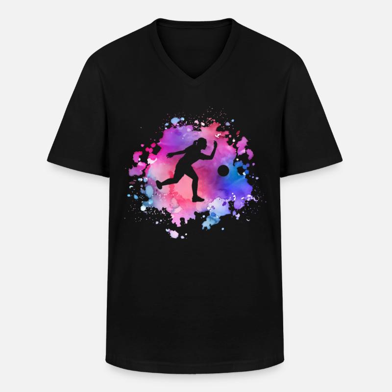 Frauen Bowling Mädchen - Männer-T-Shirt mit V-Ausschnitt - Schwarz