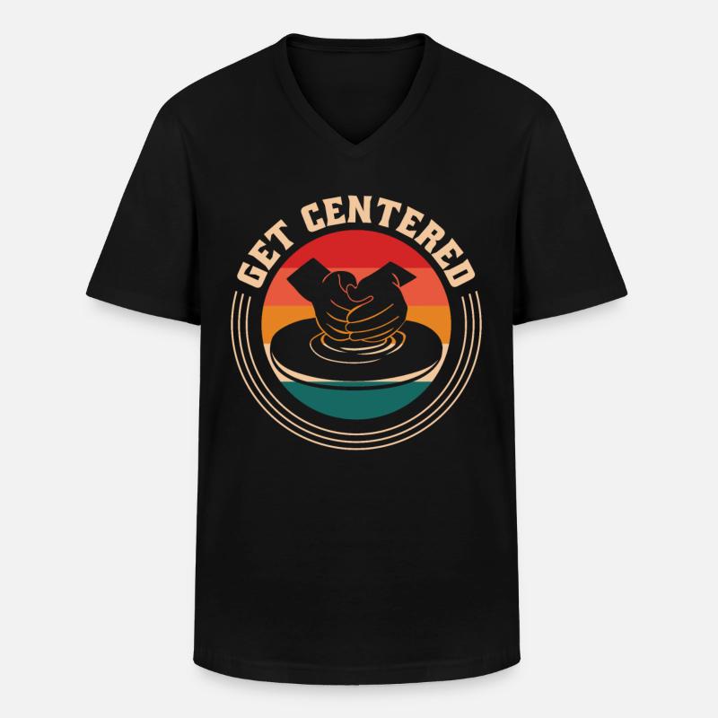 Get Centered - Männer-T-Shirt mit V-Ausschnitt - Schwarz
