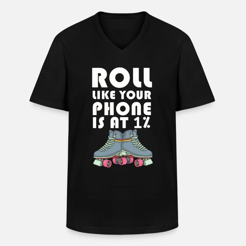 Inline Skater - Männer-T-Shirt mit V-Ausschnitt - Schwarz