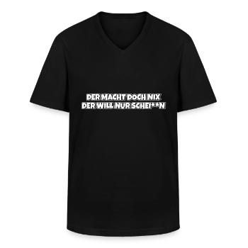 Der macht doch nix der will nur schei**n - Männer-T-Shirt mit V-Ausschnitt - Schwarz - Vorne - AI Model Male 178 dark (178cm)