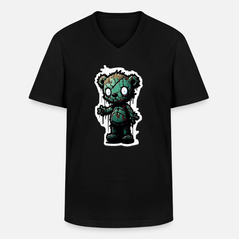 Zombie Teddy - Männer-T-Shirt mit V-Ausschnitt - Schwarz