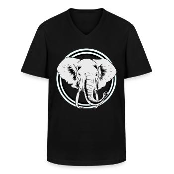 Eléphant Afrique Eléphants Faune Zoo Pachydermes - T-shirt col V Homme - noir - Devant - AI Model Male 178 dark (178cm)