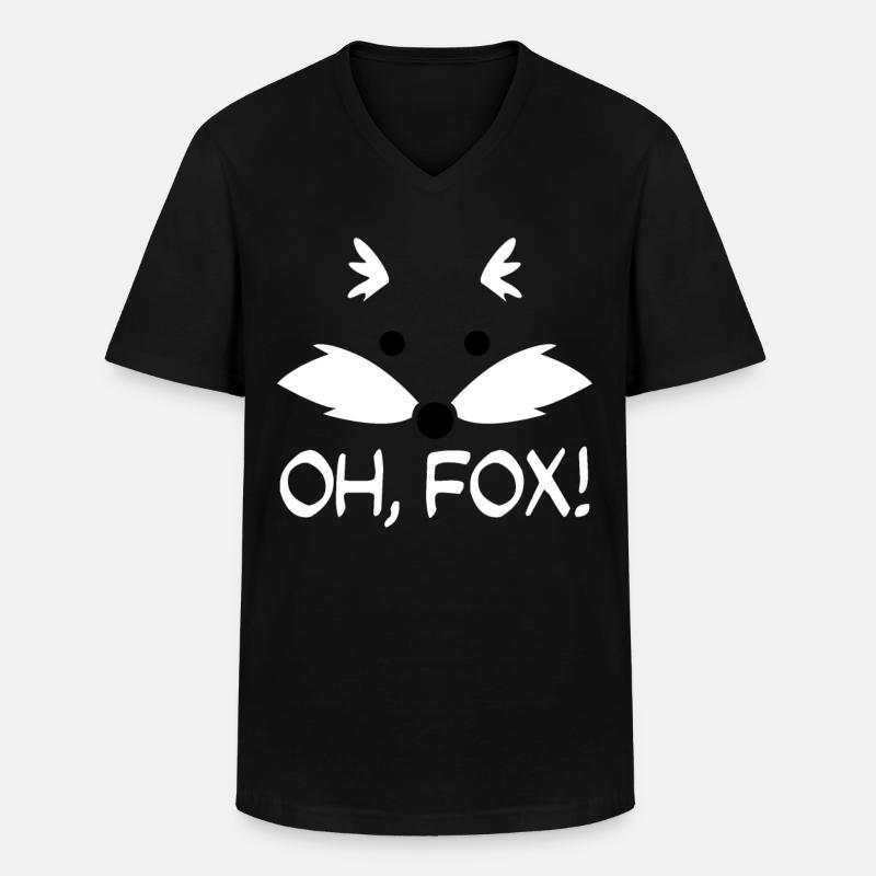 Fuchs Statement Füchse - Männer-T-Shirt mit V-Ausschnitt - Schwarz