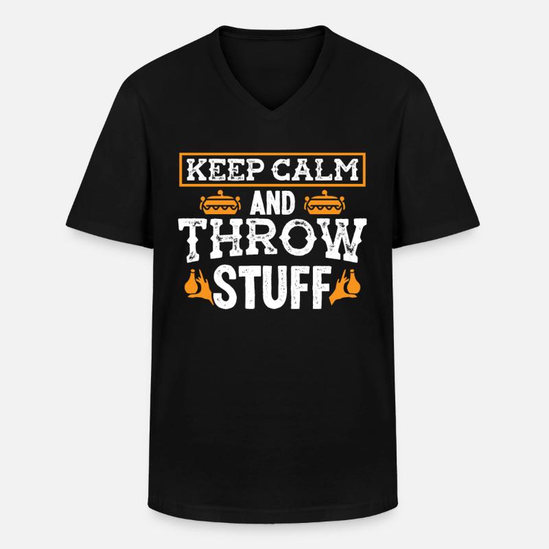 Calm an throw Stuff - Männer-T-Shirt mit V-Ausschnitt - Schwarz