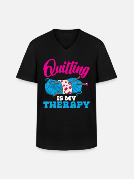 Quilting is my Therapy - Men's V-Neck T-Shirt - black