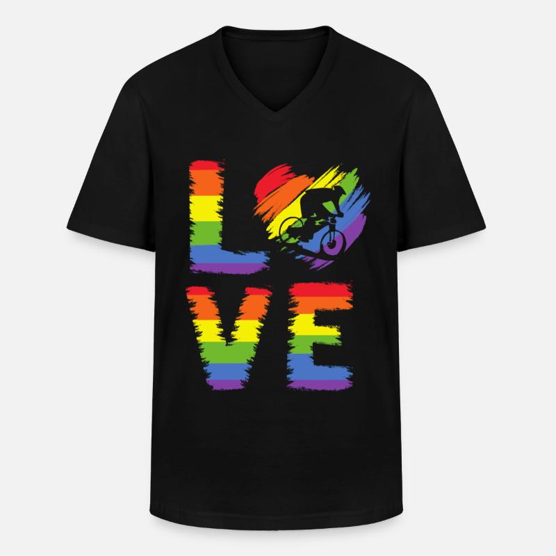 Radfahren LGBT Pride - Männer-T-Shirt mit V-Ausschnitt - Schwarz