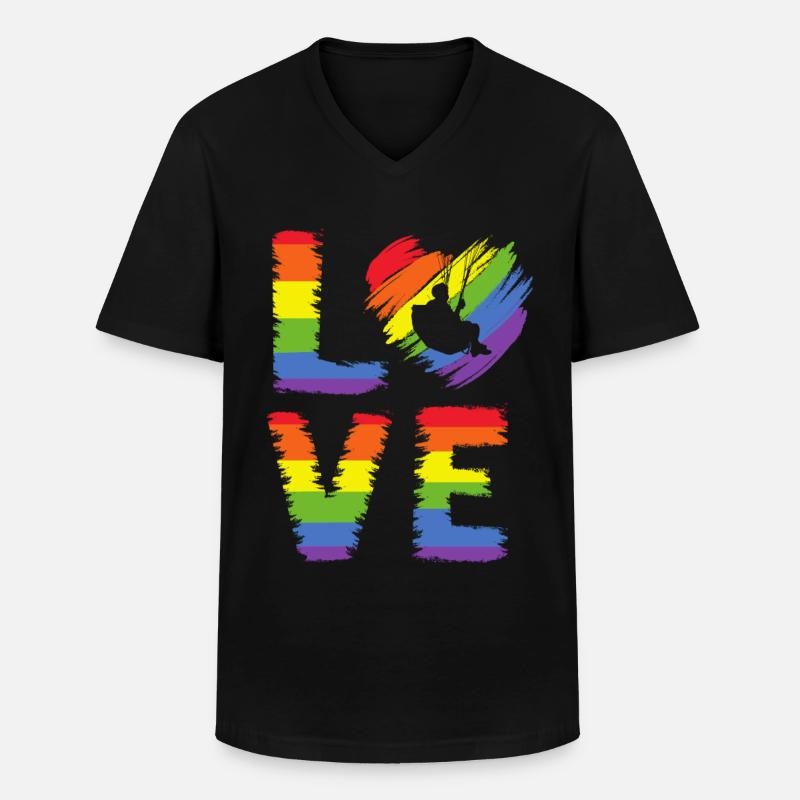 Paragliding LGBT Pride - Männer-T-Shirt mit V-Ausschnitt - Schwarz