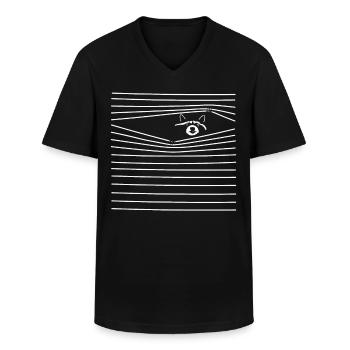 Lustiger Waschbär Streifen - Männer-T-Shirt mit V-Ausschnitt - Schwarz - Vorne - AI Model Male 178 dark (178cm)
