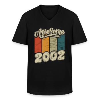 2002 Anniversaire génial depuis Retro - T-shirt col V Homme - noir - Devant - AI Model Male 178 dark (178cm)