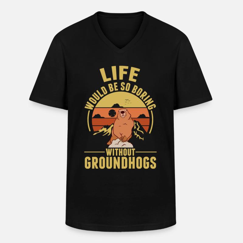 Murmeltier Groundhog Day Waldmurmeltier - Männer-T-Shirt mit V-Ausschnitt - Schwarz