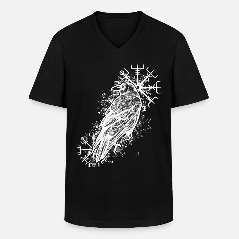 Raben Valhalla Wikinger Vegvisir - Männer-T-Shirt mit V-Ausschnitt - Schwarz