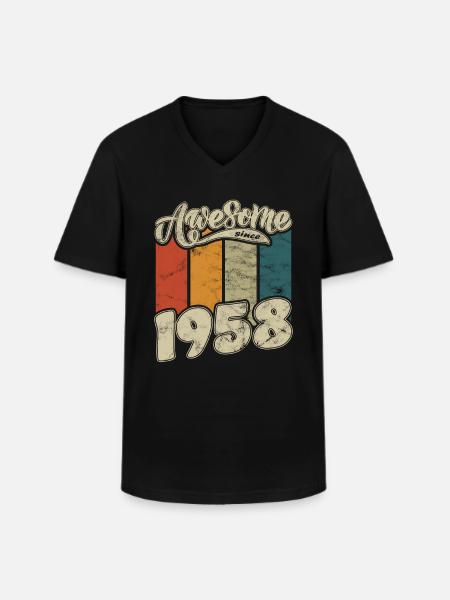 1958 Birthday Awesome since Retro - Men's V-Neck T-Shirt - black