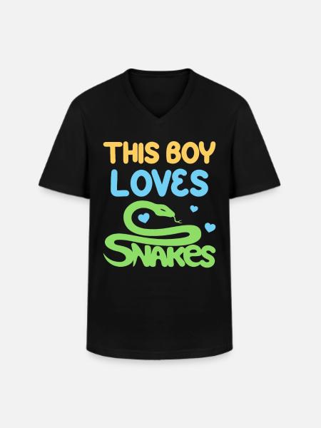 This boy loves snakes - Men's V-Neck T-Shirt - black