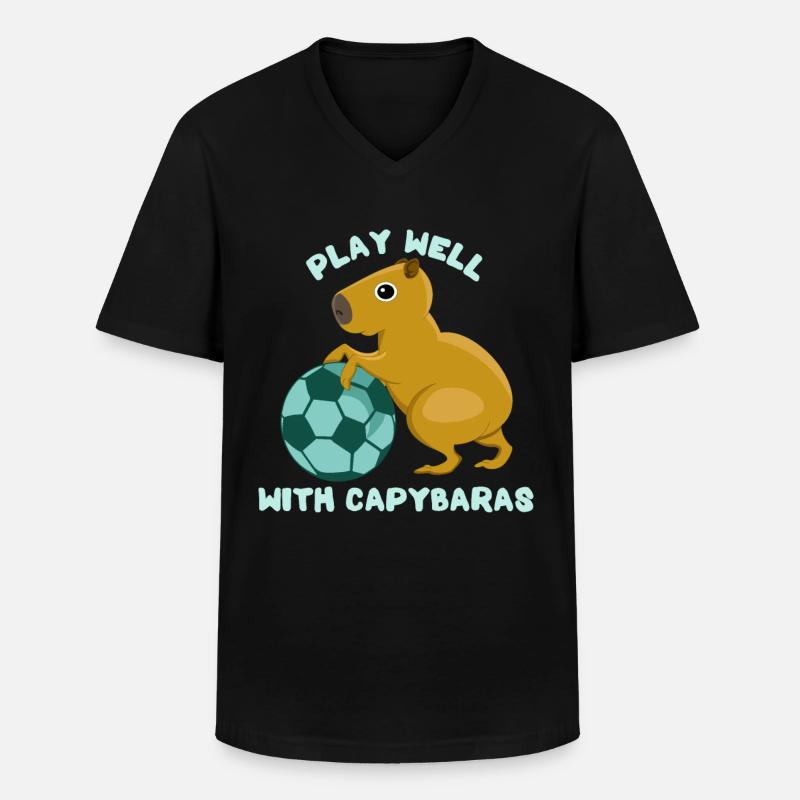 Capybara Flüsterer - Männer-T-Shirt mit V-Ausschnitt - Schwarz