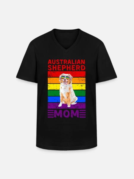 Australian-shepherd Mom LGBTQ - Men's V-Neck T-Shirt - black