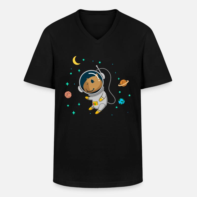 Capybara Flüsterer Astronaut - Männer-T-Shirt mit V-Ausschnitt - Schwarz