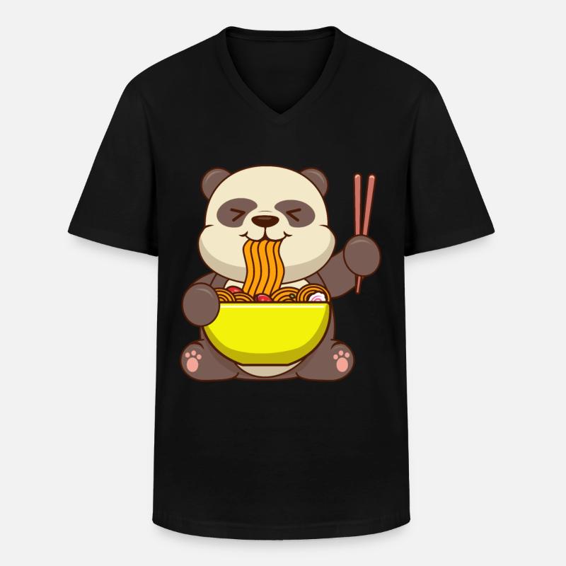Panda Ramen Japanisches Essen - Männer-T-Shirt mit V-Ausschnitt - Schwarz