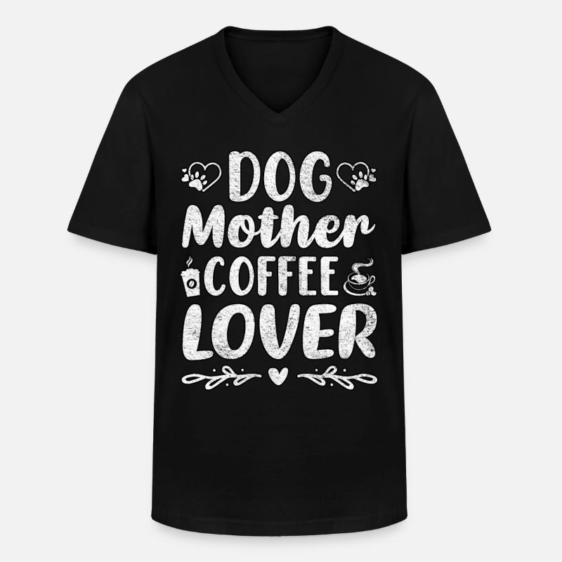 Hund Mutter Kaffee Liebhaber - Männer-T-Shirt mit V-Ausschnitt - Schwarz