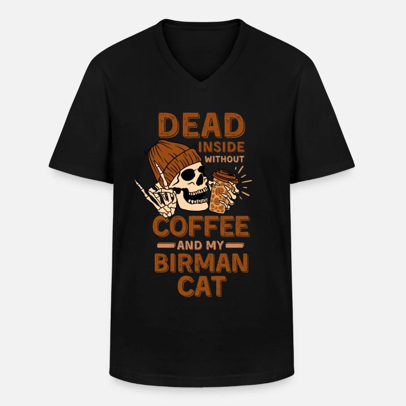 Kaffee-Birma-Katzenliebhaber - Männer-T-Shirt mit V-Ausschnitt - Schwarz