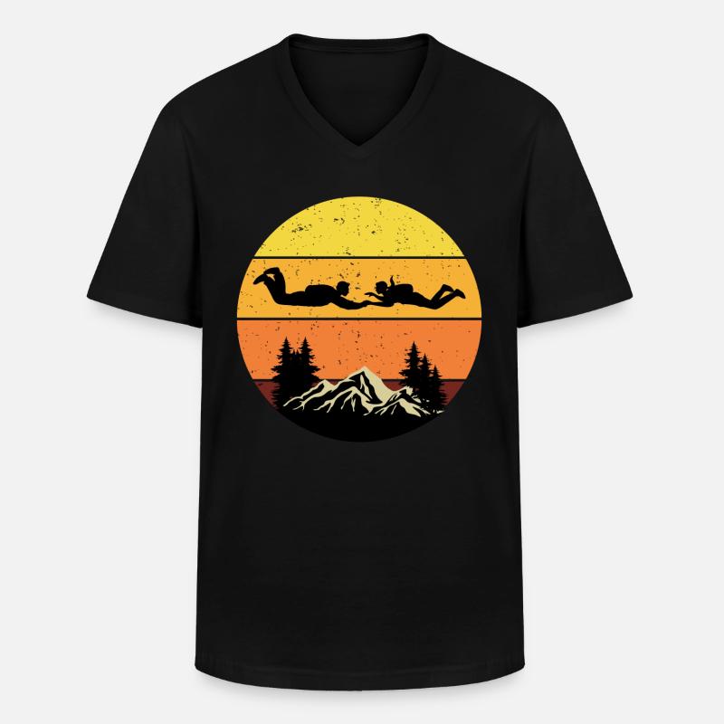 Skydiving Parachute Skydive Skydiver Parachuting - Men's V-Neck T-Shirt - black