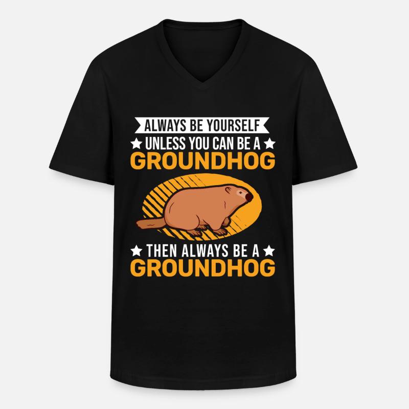 Murmeltier Groundhog Marmot Waldmurmeltier - Männer-T-Shirt mit V-Ausschnitt - Schwarz